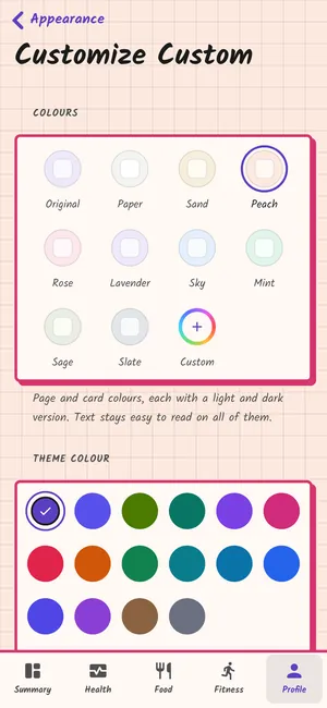 Customize Custom: page colours and theme colour