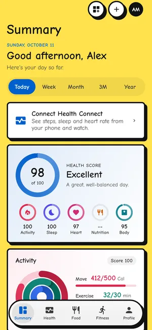 Summary tab in the Comic Pop theme, light mode